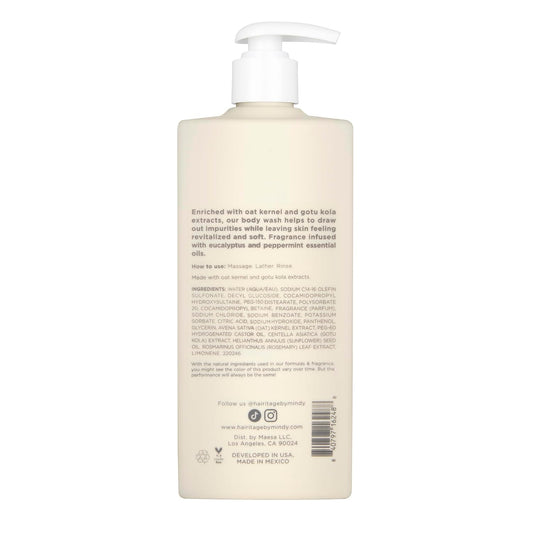 Hairitage Now & Lather Peony & Cypress Scented Body Wash For Women, Men & Kids - Oat Kernel & Gotu Kola Extracts For All Skin Types - Clove Leaf & Magnolia Flower Oils, 14 Fl Oz