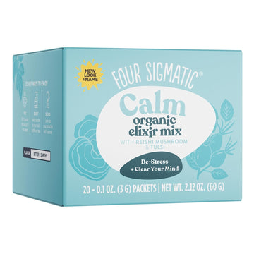 Reishi Mushroom Elixir Mix by Four Sigmatic | Coffee Alternative with Organic Reishi Mushroom Powder, Tulsi, Rose Hips & Mint | Support Stress & Sleep | Decaf, Vegan, Gluten-Free & Keto | 20 Packets