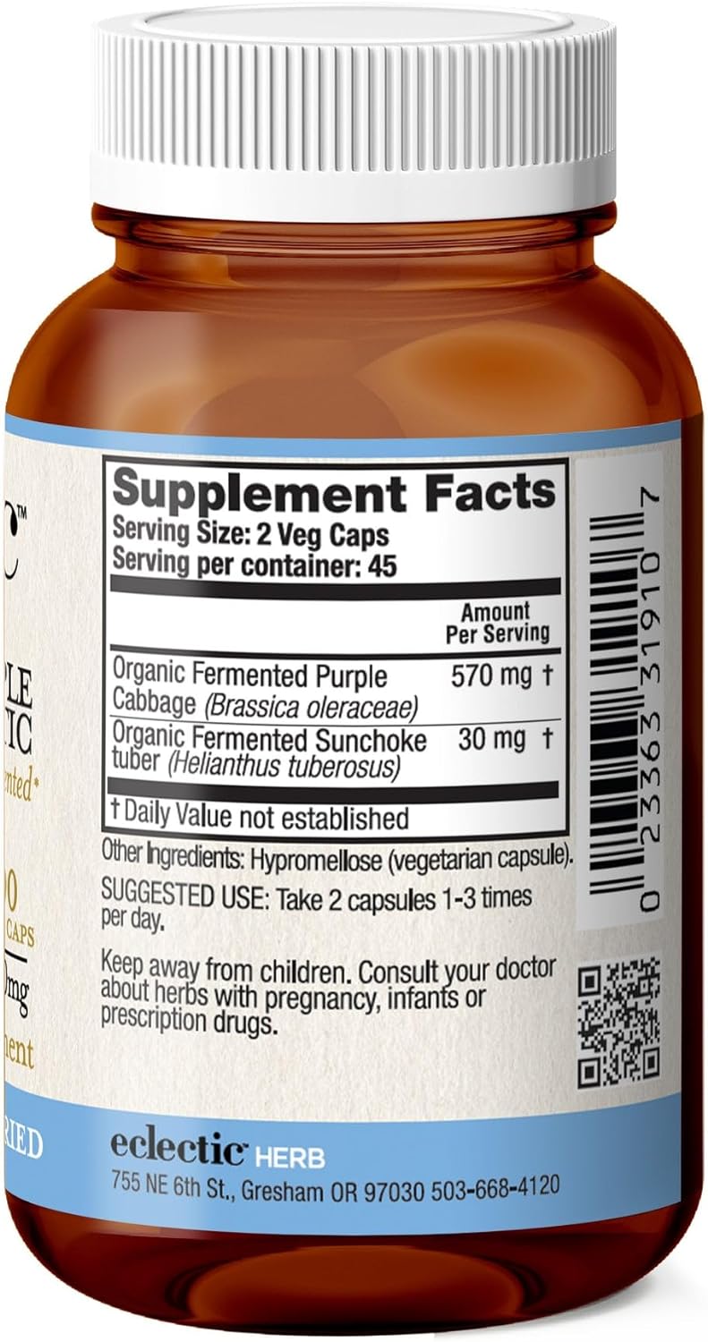 ECLECTIC INSTITUTE Raw Fresh Freeze-Dried Non-GMO Purple Probiotic | Digestive and Intestinal Support 90 CT (300 mg) : Everything Else