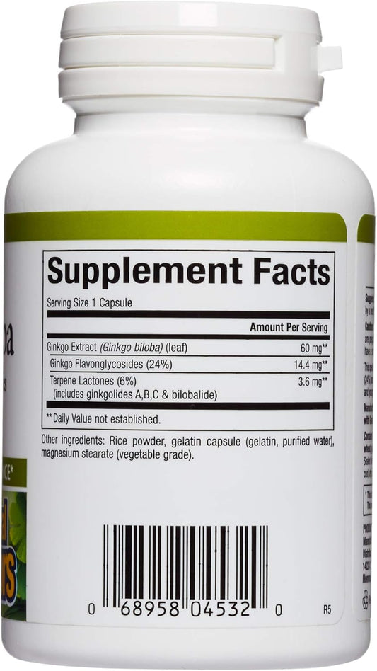 HerbalFactors by Natural Factors, Ginkgo Biloba, Supports Memory, Mental Performance and Healthy Brain Function, 60 capsules (60 servings)
