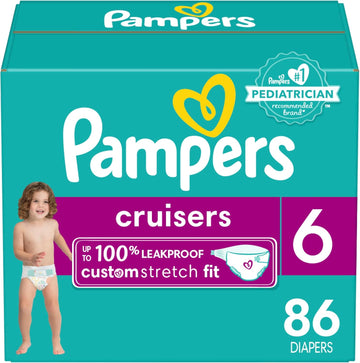 Pampers Cruisers Diapers - Size 6, 86 Count, Disposable Active Baby Diapers With Custom Stretch