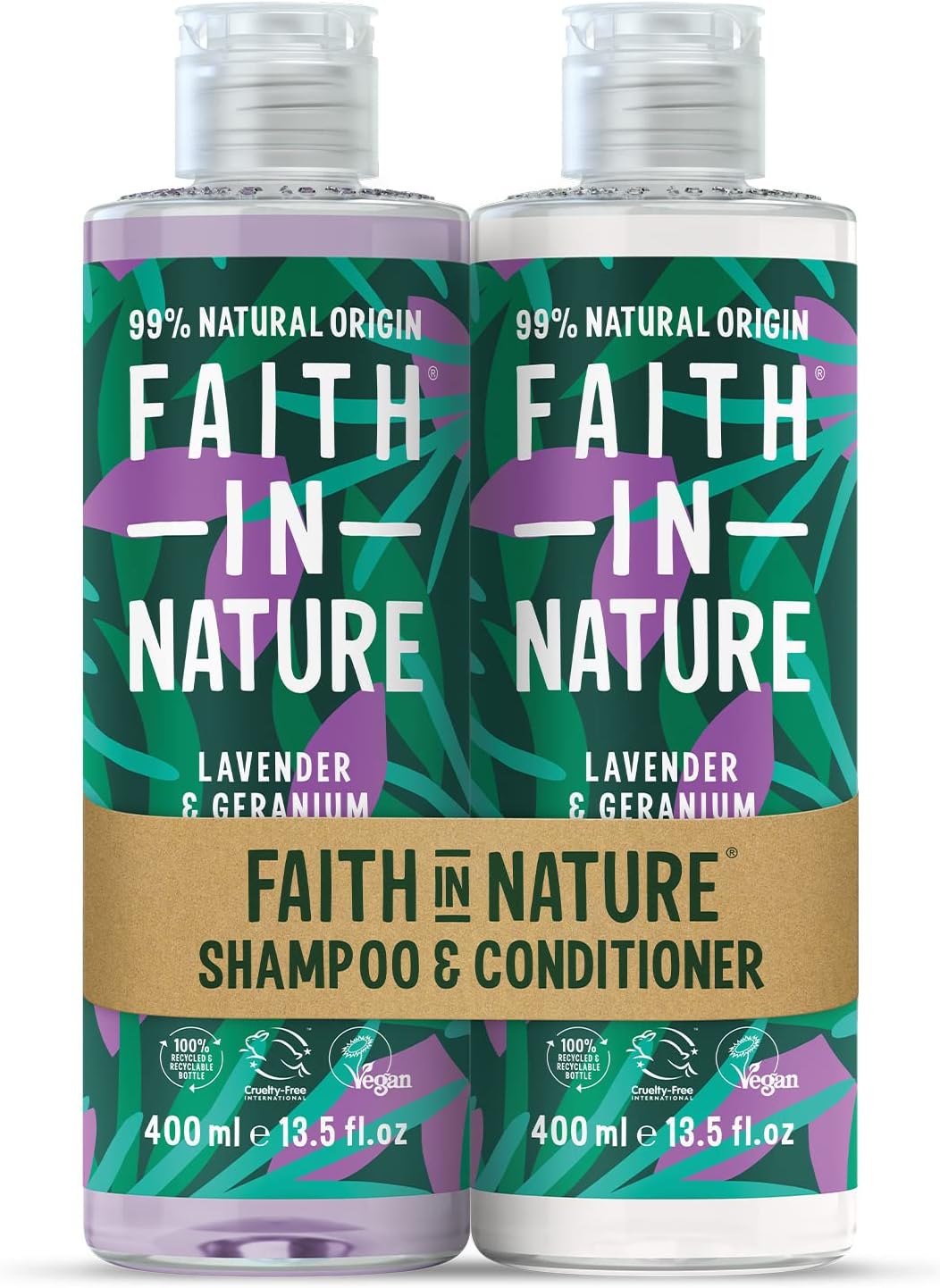 Faith In Nature Natural Lavender & Geranium Shampoo and Conditioner Set, Nourishing, Vegan & Cruelty Free, No SLS or Parabens, For Normal to Dry Hair, 2 x 400ml : Amazon.co.uk: Beauty