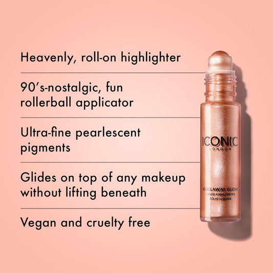 Iconic London Rollaway Glow Highlighter Makeup, Rose Potion, 8 Ml