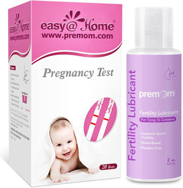 Easy@Home Pregnancy Test Strips 20 Pack + Premom Fertility Lubricant 2Fl Oz