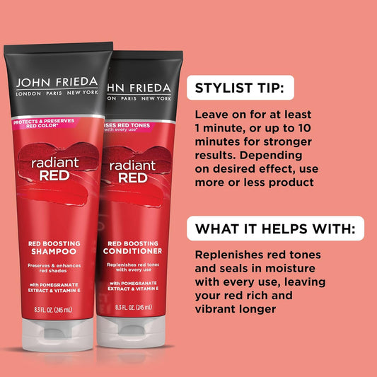 John Frieda Radiant Red Shampoo, Enhances Red Shades With Pomegranate And Vitamin E, 8.3 Oz (Pack Of 2)