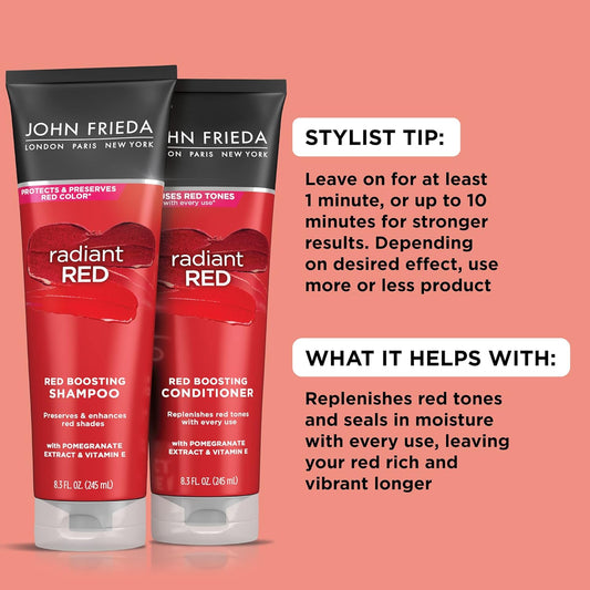 John Frieda Radiant Red Red Hair Conditioner, Daily Deep Conditioner, With Pomegranate And Vitamin E, Helps Replenish Red Hair Tones, 8.3 Ounce (2 Pack)