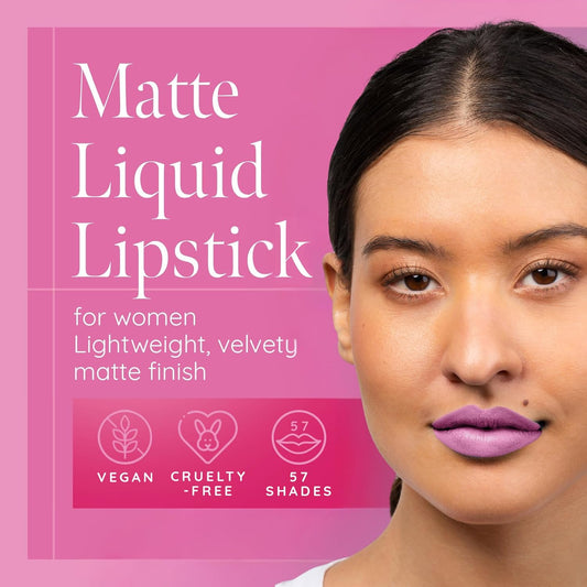 Aromi Medium Pink Matte Liquid Lipstick, Dusty Rose Lip Color, Smudge Proof And Long-Lasting Lipstick, Vegan & Cruelty-Free Beauty, Day To Night, Handmade (Pink Rosette)