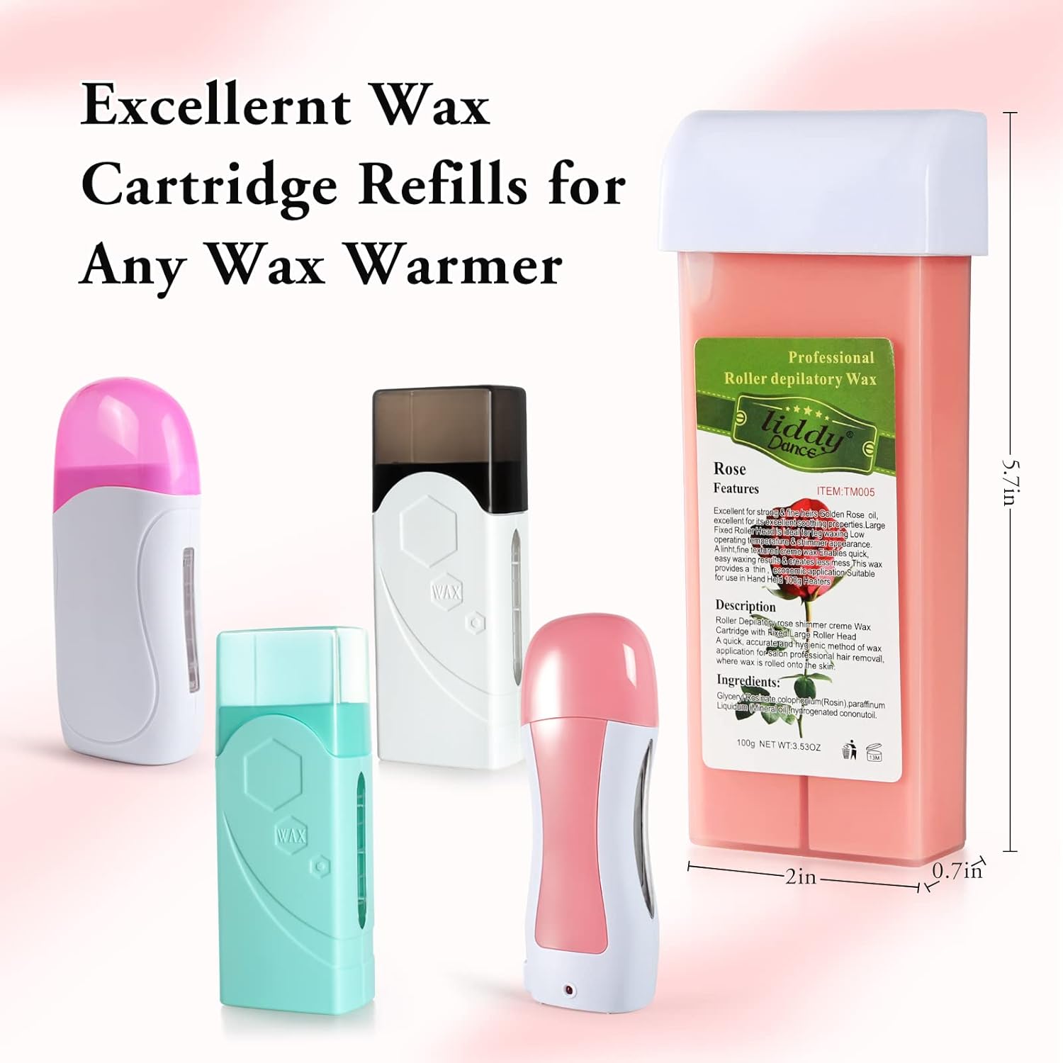 Rose Roll On Hair Removal Wax Refill Cartridges For Sensitive Skin, Rolling Waxing Kit For Women'S Body, Legs, Arms At Home - 4 Pack (14.1 Oz) : Beauty & Personal Care