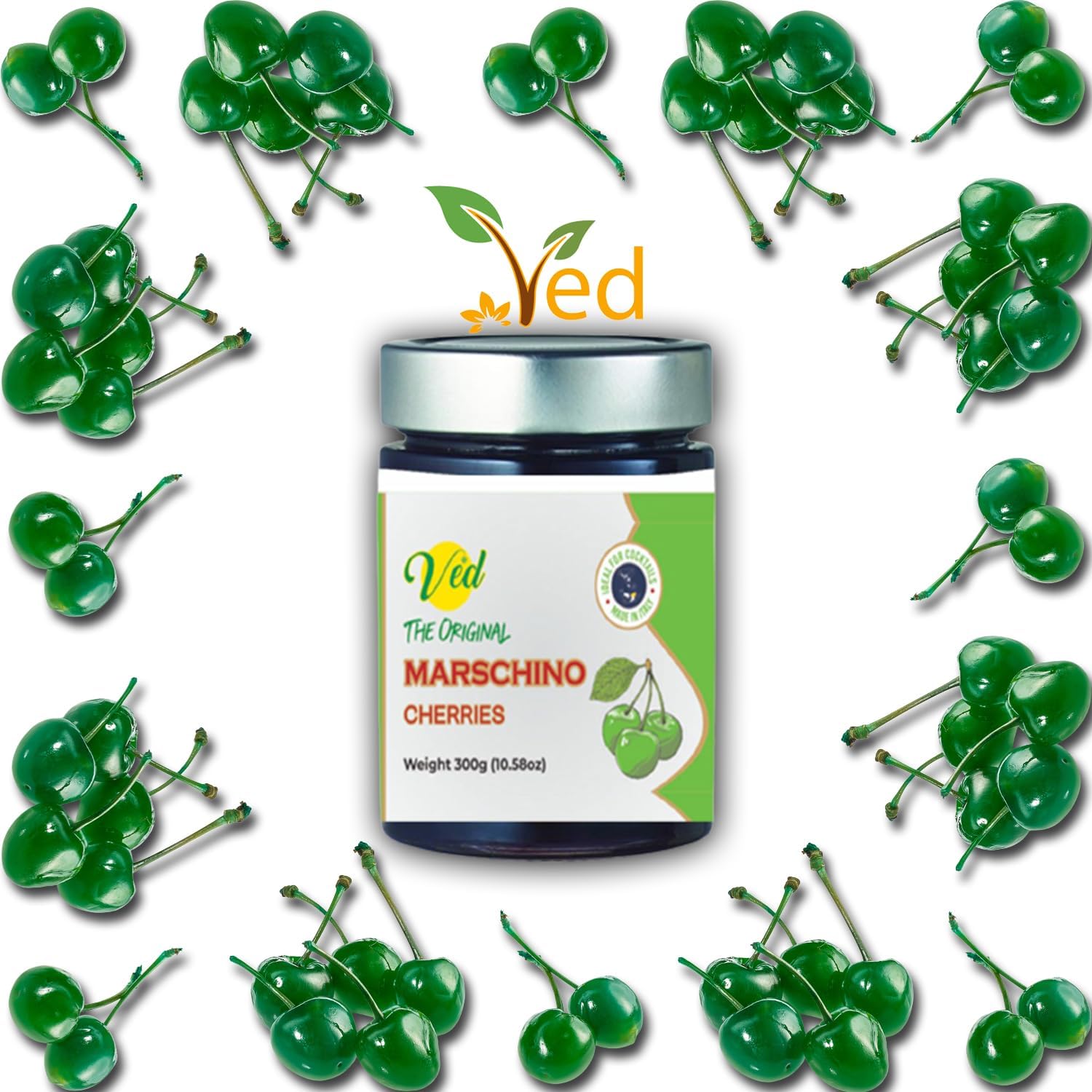 Ved Gourmet Original Black & Green Maraschino Cherries - Italian Cherry for Old-Fashioned Cocktails - Vegan Cocktail, Bourbon Cherries in Natural Syrup for Cocktail Garnish : Amazon.co.uk: Grocery