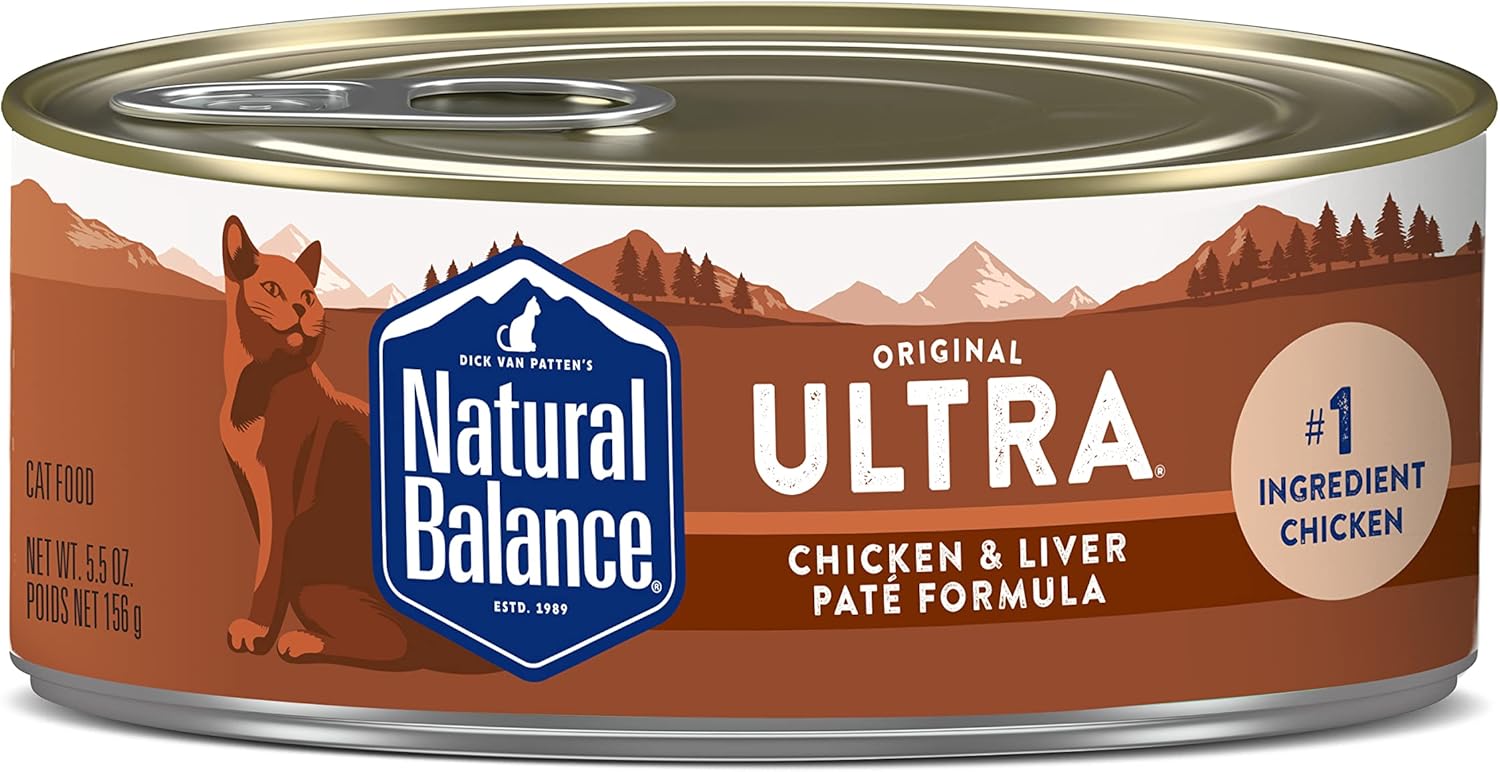 Natural Balance Ultra Premium Chicken & Liver Paté Cat Food | Wet Canned Food For Cats | 5.5-Oz. (Pack Of 24)