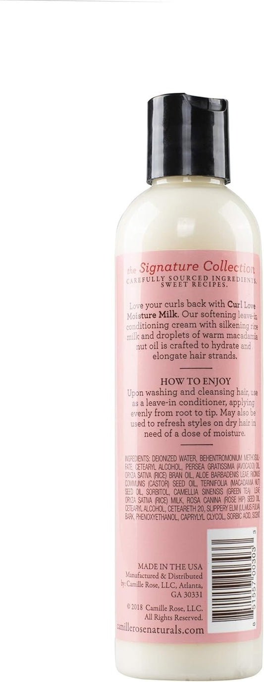 Camille Rose Curl Love Moisture Milk, Leave-In Conditioning Cream For Curls And Coils, Nourish And Strengthen, Macadamia Nut & Vanilla, 240 Ml (Pack Of 1)