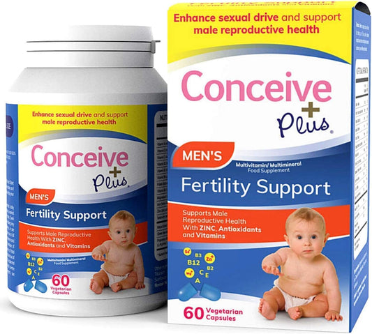 Conceive Plus Mens Fertility Bundle, Fertility Vitamins 60 Count And Fertility Lubricant 2.5 Ounce