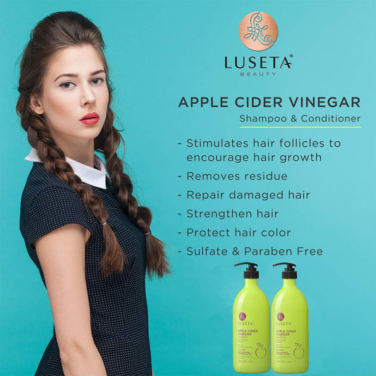 Luseta Hair Shampoo, Infused With Apple Cider Vinegar For Clarify & Stimulation, Natural Balance Sulfate & Pareteen Free 33.8Fl
