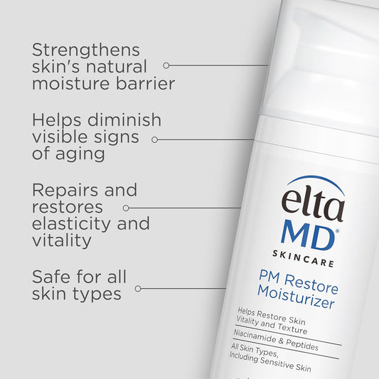 Eltamd Pm Restore Face Moisturizer, Night Moisturizer For Face, Safe For All Skin Types, 1.7 Oz Pump