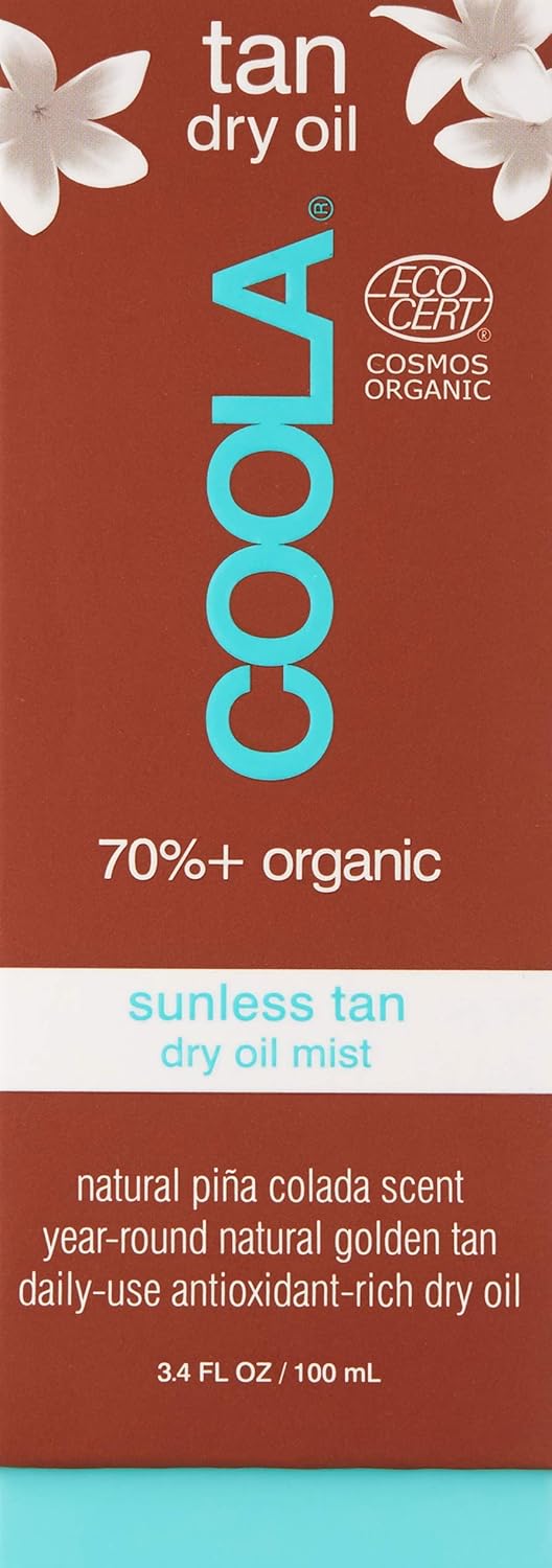 Coola Organic Sunless Self Tanner Dry Oil Mist, Dermatologist Tested Anti-Aging Skin Care, Vegan And Non-Gmo, Piña Colada, 3.4 Fl Oz