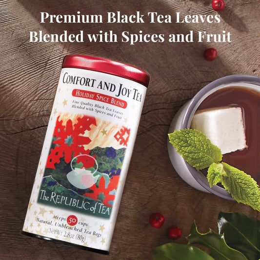 The Republic Of Tea – Comfort And Joy Tea, Holiday Spice Blend, 250 Tea Bags, Naturally Caffeinated