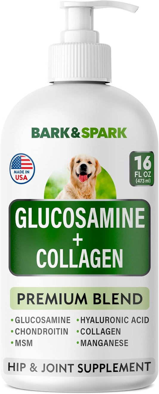 Liquid Glucosamine + Salmon Oil For Dogs & Cats Bundle - Joint Pain Relief + Skin & Coat Support - Chondroitin, Msm, Collagen + Epa+Dha Fatty Acids + Immune & Heart Health - 16Oz + 32Oz - Made In Usa