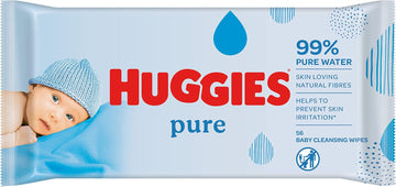 Huggies Pure Extra Care, Baby Wipes - 3 Packs (168 Wipes Total) - 99 Percent Pure Water Wet Wipes - Fragrance Free To Clean And Protect Sensitive Skin
