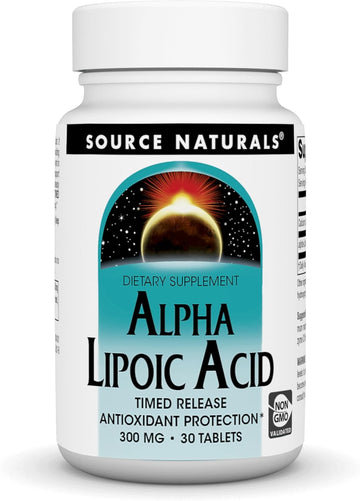 Source Naturals Alpha Lipoic Acid - Supports Healthy Sugar Metabolism, Liver Function & Energy Generation*, 300mg - 30 Time Release Tablets