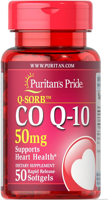 Puritans Pride Q-Sorb CoQ10 50mg, Contributes to Heart Wellness, 50 Rapid Release Softgels by Puritan's Pride : Health & Household