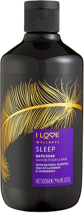 I Love Wellness Sleep Bath Soak, With Natural Essential Oils Of Lavender & Chamomile, Fragranced Bath Soak, Invigorating Aroma, Vegetarian & Vegan-Friendly - 500Ml