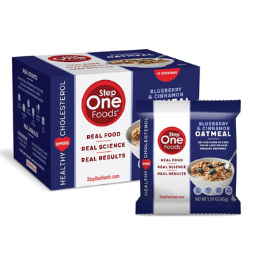 Step One Foods Blueberry Cinnamon Oatmeal, Heart Healthy Snack Plant Sterols, Omega 3'S And Dietary Fiber Gluten Free Vegan Oatmeal (12 Pack)