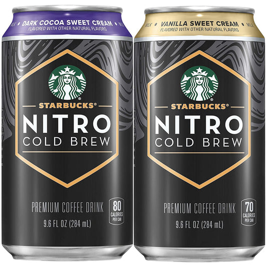 Starbucks Nitro Cold Brew, 2 Flavor Sweet Cream Variety Pack, 9.6 Fl Oz Cans (8 Pack)