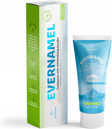 Evernamel Natural Remineralizing Toothpaste, Stannous Fluoride Intensive Enamel Toothpaste, 4.3 Oz, Fresh Spearmint, Sensitive Toothpaste For Adults & Teens, Neutral Ph By Everest