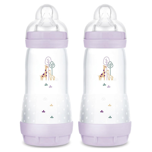 Mam 11Oz Easy Start Anti-Colic Baby Bottles, Fast Flow, Breastfeeding-Like Silicone Nipple, Reduces Colic, Gas, & Reflux, Easy-To-Clean, Bpa-Free, 4 Plus Months