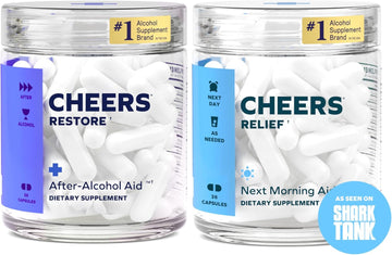 Cheers R&R Combo | Restore + Relief | Feel Better After Drinking & Support Your Liver | Dhm, L-Cysteine, Milk Thistle, Ginger, White Willow Bark, Caffeine, L-Theanine | 12 Doses Each | Supplements