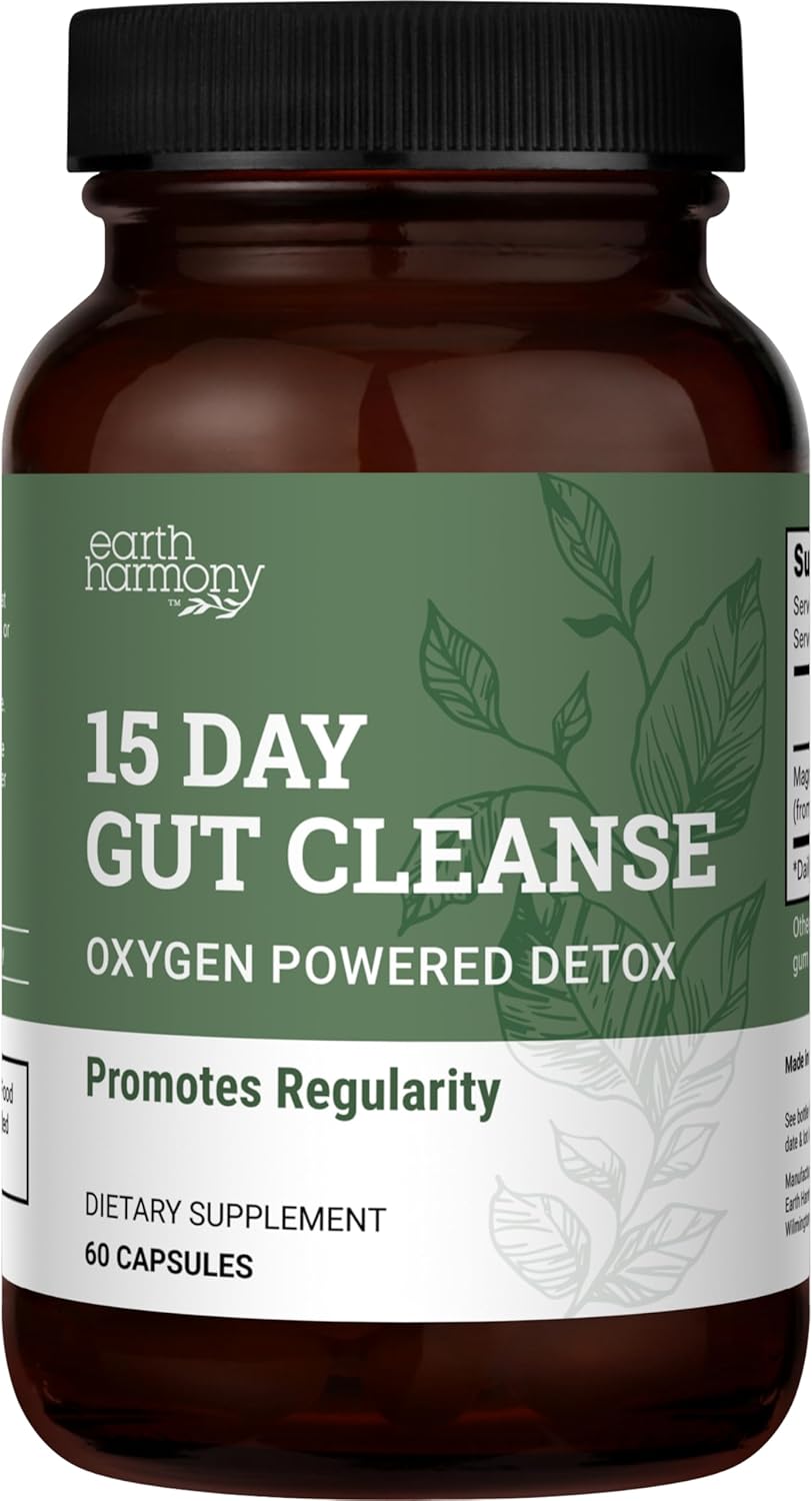 15 Day Gut Cleanse Detox For Women And Men - Vegan, Non-Gmo Ingredients For Waist Loss And Constipation Relief With A 15 Day Cleanse Gut Support Without Cramping, As Seen On Tiktok (60 Capsules)