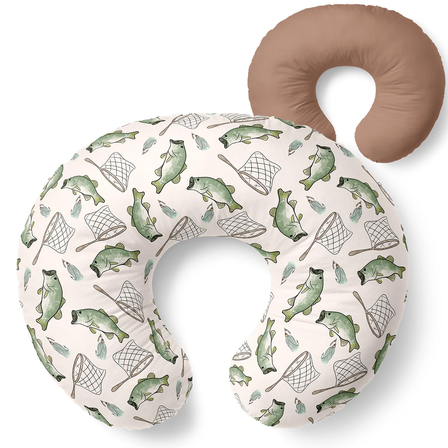 Pobibaby 1-Pack Premium Nursing Pillow Cover - Ultra Soft & Stretchy 96% Cotton, Breastfeeding Pillow Cover For Baby Boys And Girls (Gone Fishing)