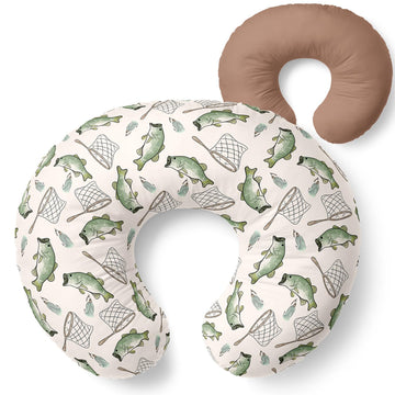 Pobibaby 1-Pack Premium Nursing Pillow Cover - Ultra Soft & Stretchy 96% Cotton, Breastfeeding Pillow Cover For Baby Boys And Girls (Gone Fishing)