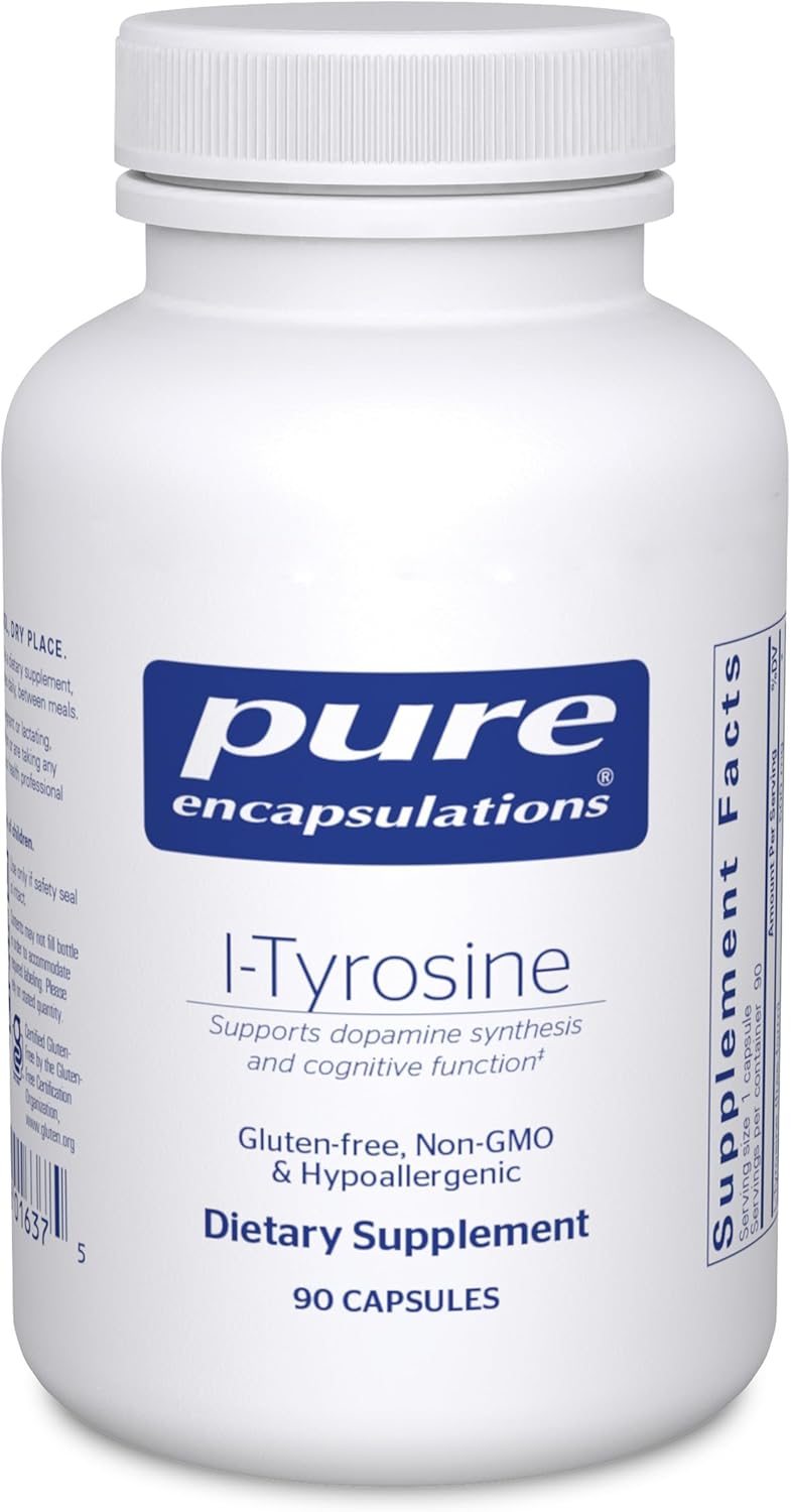 Pure Encapsulations L-Tyrosine - Amino Acid Supplement - For Brain Support, Dopamine & Thyroid Function* - Vegan & Non-Gmo - 90 Capsules