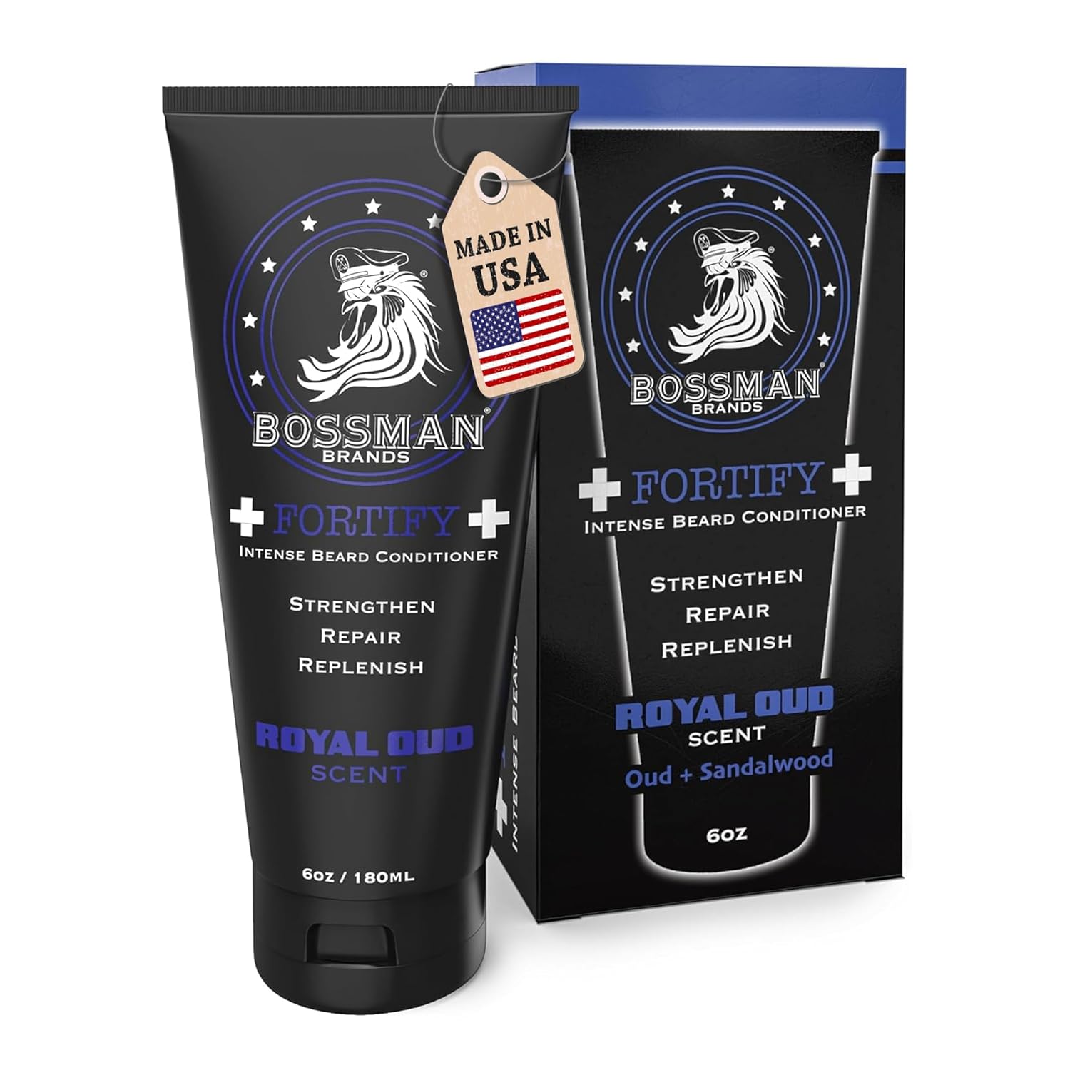 Bossman Fortify Intense Beard Conditioner For Men (Hammer Scent) – Moisturizes, Replenishes & Protects With Natural Ingredients – Thicker Formula, Made In Usa