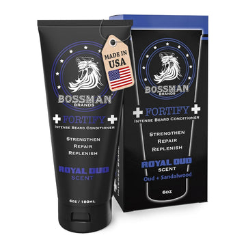 Bossman Fortify Intense Beard Conditioner For Men (Hammer Scent) – Moisturizes, Replenishes & Protects With Natural Ingredients – Thicker Formula, Made In Usa