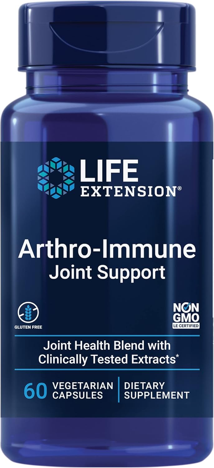 Life Extension Arthro-Immune Joint Support - Joint Health Supplement With Curcumin & Chiretta Extracts - For Joint Comfort & Strength - Non-Gmo, Gluten Free, Vegetarian - 60 Capsules