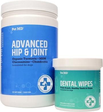Pet Md Advanced Hip + Joint Chews & Dental Wipes