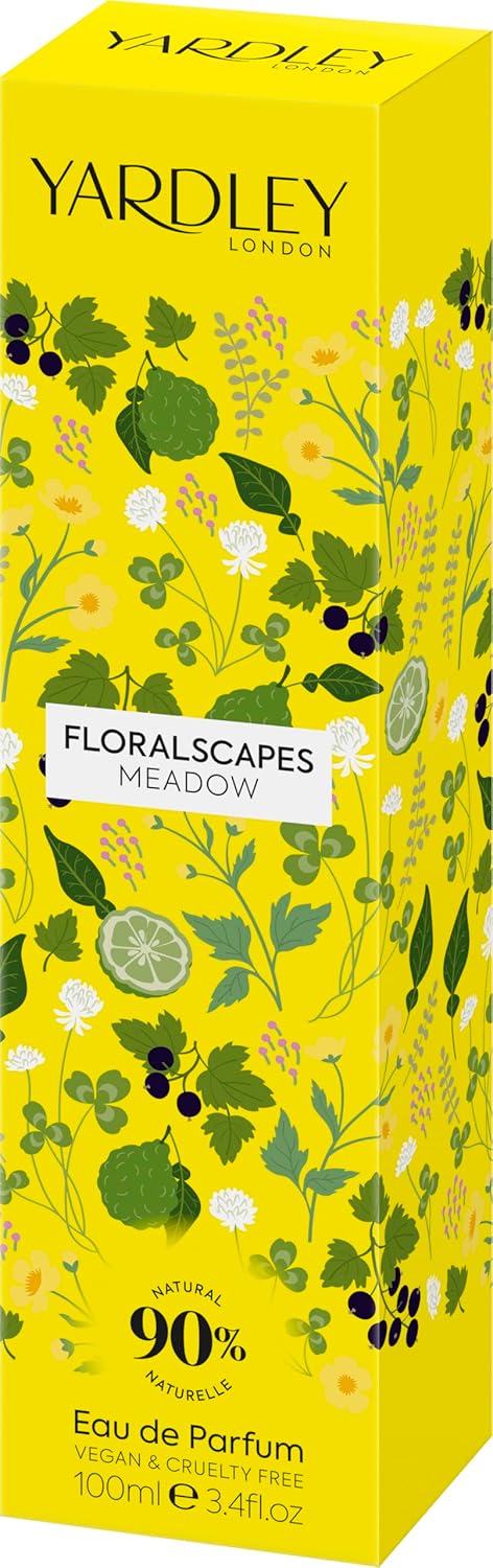 Yardley London Floralscapes Meadow Eau De Parfum, Floral Womens Fragrance With Top Notes Of Bergamot And Pear And Woody Base, Floral And Fruity Perfume For Women 100Ml