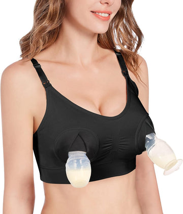 haakaa Pumping Bra Hands Free Nursing Bras for Breastfeeding, Wire-Free Pumping and Nursing Bra in One with Bra Extender