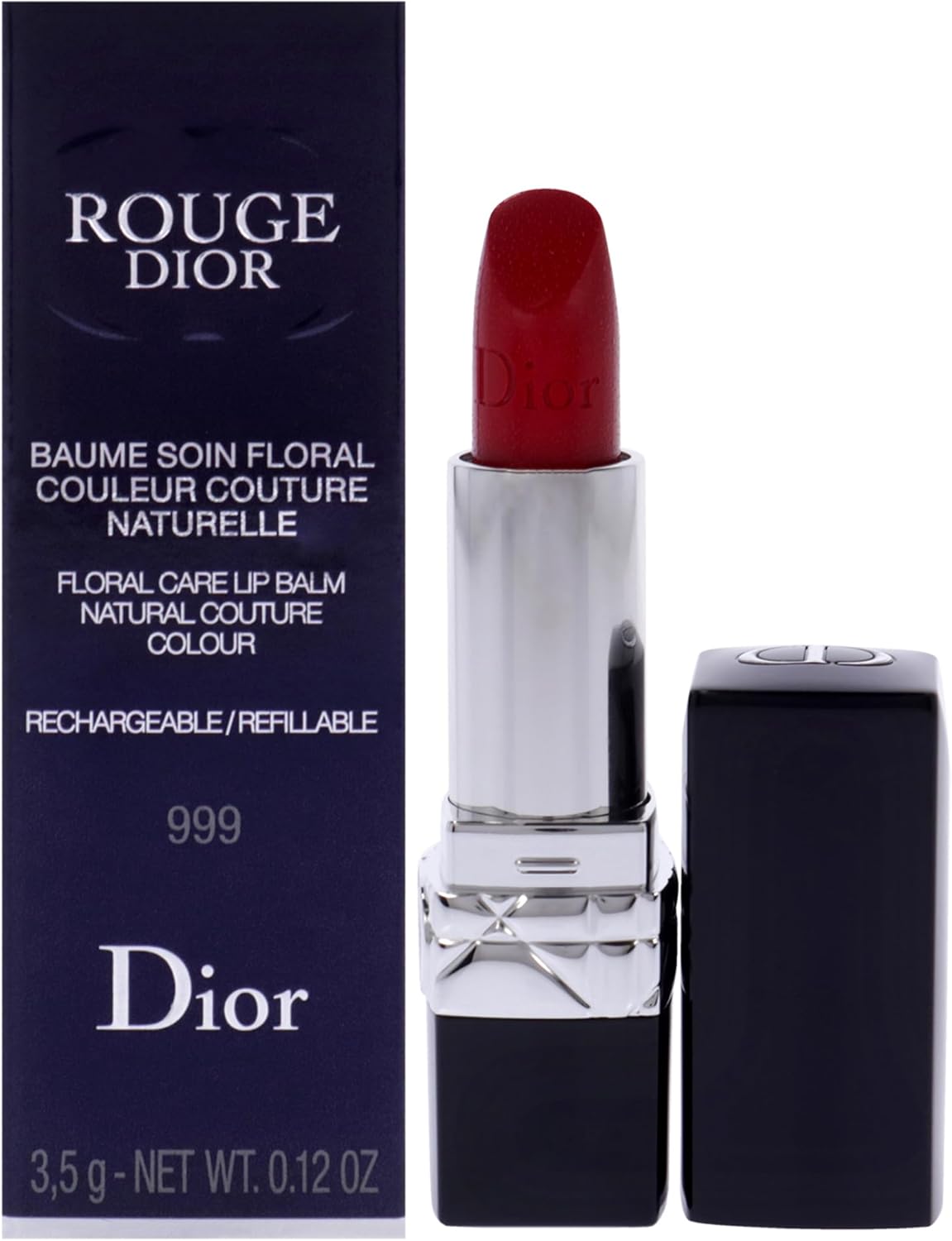 Christian Dior Rouge Dior Colored Satin Lip Balm - 999 The Iconic Red For Women 0.12 Oz Lipstick (Refillable)