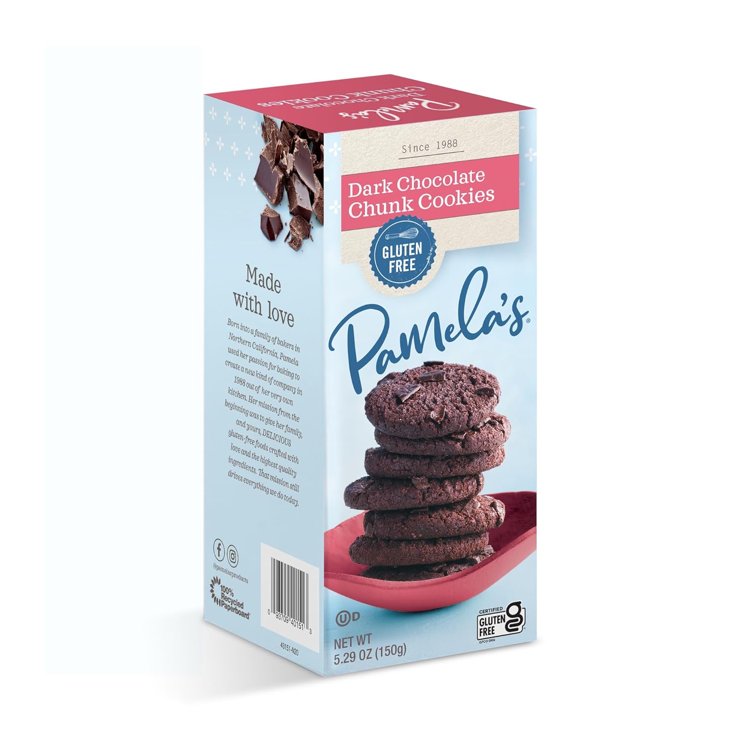 Pamela's Dark Chocolate Chunk Gluten Free Cookies, 6.25 oz boxes (Pack of 6) : Everything Else