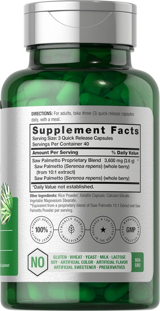 Horbäach Saw Palmetto Extract | 120 Capsules | Non-Gmo And Gluten Free Formula | From Saw Palmetto Berries