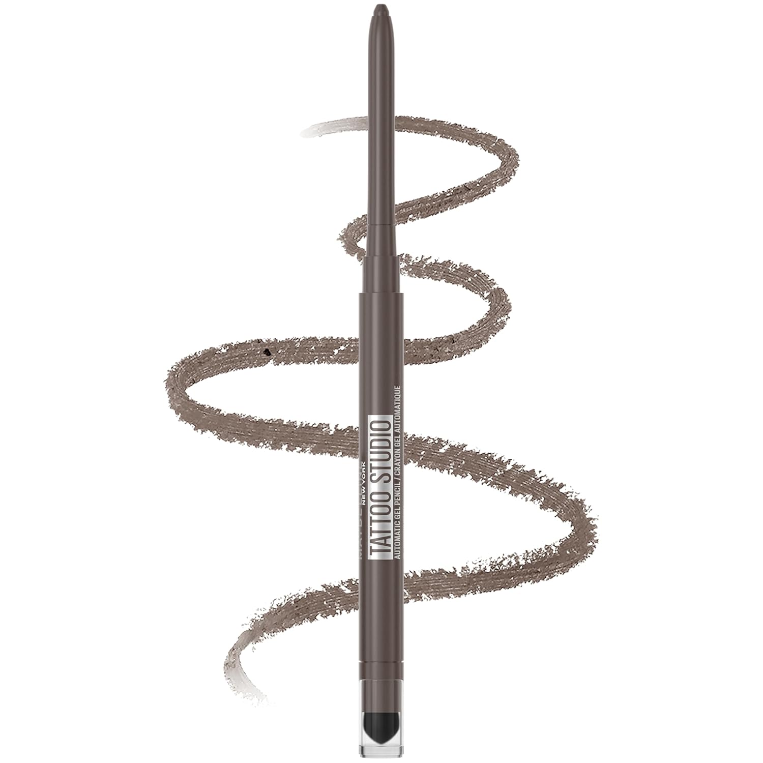 Maybelline Tattoo Studio Automatic Gel Pencil Waterproof Eyeliner, Blendable, Smudge Resistant, Matte Eyeliner For Up To 36Hr Wear, Midnight Mocha (Smokey Gray), Packaging May Vary