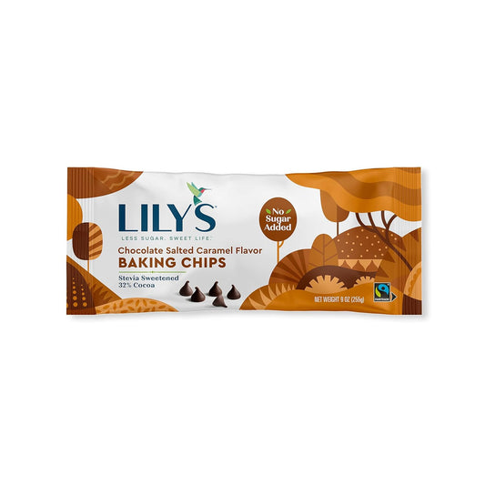 Lily'S Chocolate Style Salted Caramel Flavored No Sugar Added Baking Chips, Gluten Free, Bulk, 9 Oz Bags (12 Count)