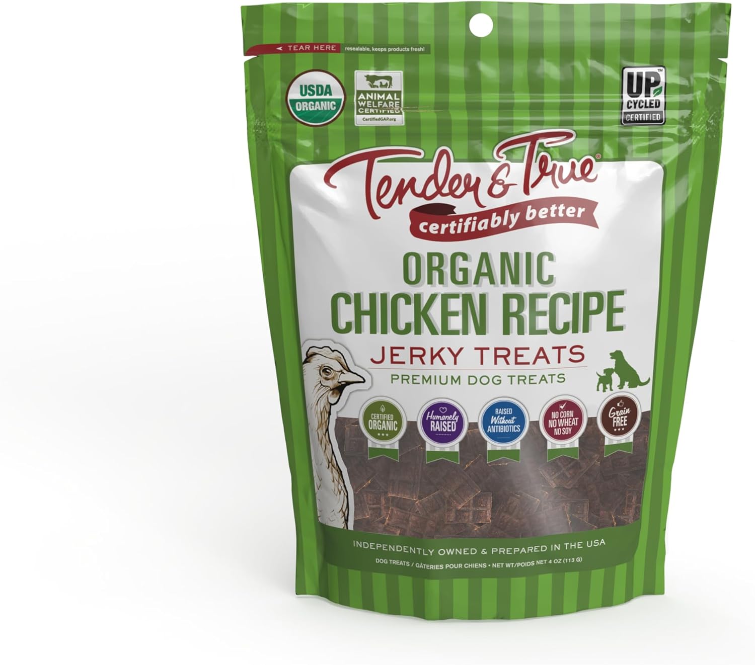 Tender & True Organic Chicken Jerky Treat, 4 Oz Bag