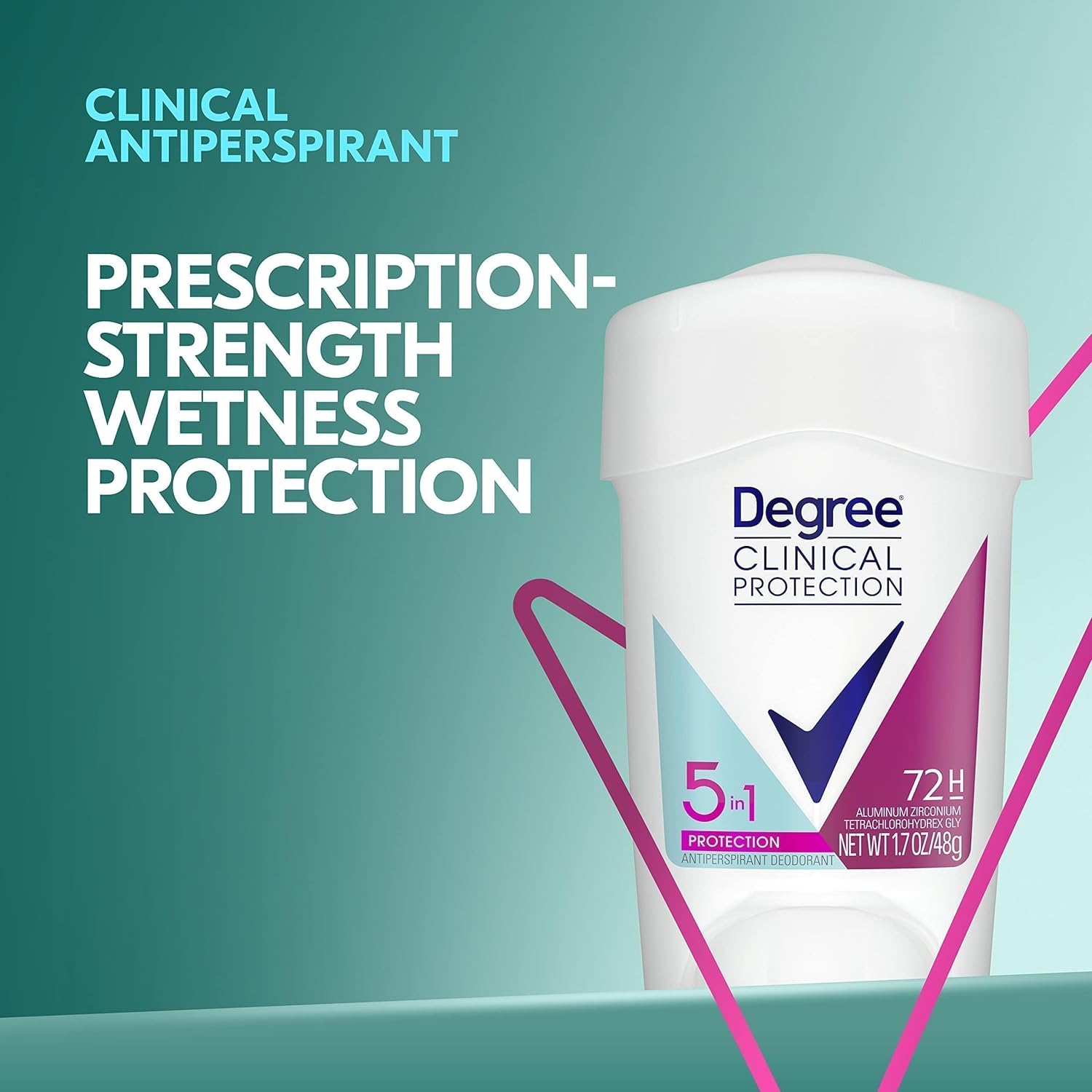 Degree Clinical Protection Antiperspirant Deodorant 72-Hour Sweat & Odor Protection 5-in-1 Antiperspirant for Women 1.7 oz : Beauty & Personal Care