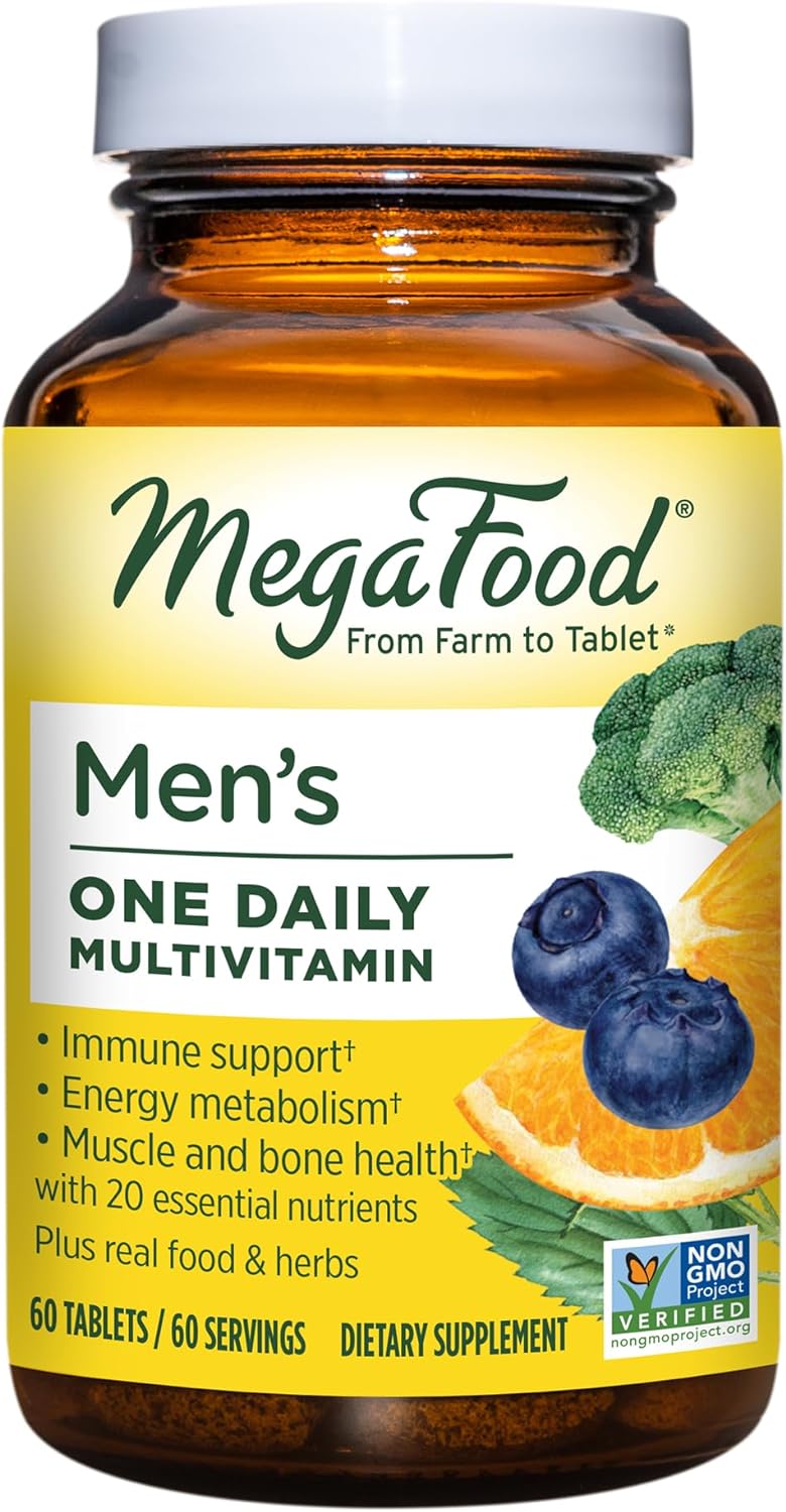 Megafood Men'S One Daily Multivitamin - With Zinc, Selenium, B Vitamins, D, And Real Food - Immune Support - Energy Metabolism - Muscle And Bone Health - Vegetarian - 60 Tabs