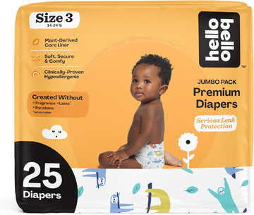 Hello Bello Premium Baby Diapers Size 3 I 25 Count Of Disposable, Extra-Absorbent, Hypoallergenic Baby Diapers With Snug And Comfort Fit I Sleepy Sloth