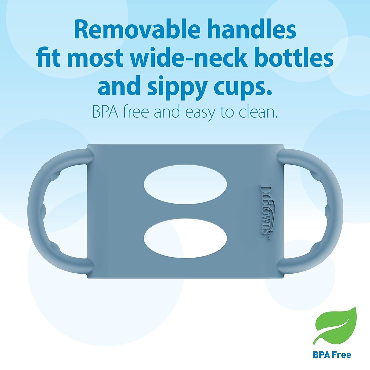 Dr. Brown's Milestones Wide-Neck Sippy Spout Bottle with 100% Silicone Handles, Easy-Grip Handles with Soft Sippy Spout, 9oz/270mL, Light-Blue, 1-Pack, 6m+ : Baby
